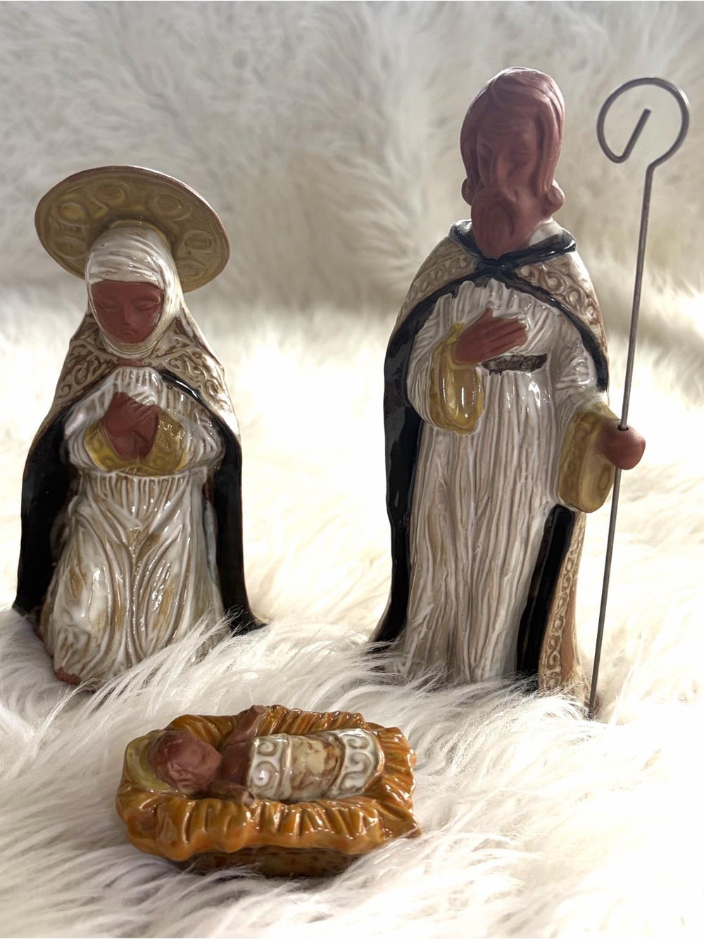 Vintage Noritake terracotta Ceramic Nativity Set